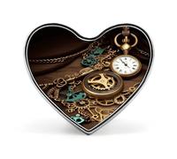 Steampunk Watches Keys And Chains Button Pin Design Your Own Personalized Pin Cute Button Badge Exquisite Heart Badge Fashion Brooch Metal Decorative Lapel Pins for Hat Clothes Backpack