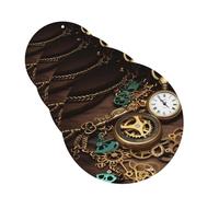 Steampunk Watches Keys and Chains Car Air Freshener Cards Set of 4 Pieces Long Lasting Hanging Scented Cards for Bedroom Wardrobe Car Aromatherapy Tablets for Men Women Rearview Mirror Pendant