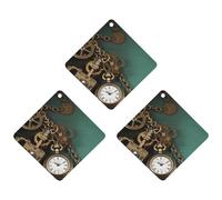 Steampunk Watches Keys And Chains Car Air Freshener Hanging Incense Chips 3 Pack Automotive Scented Hanging Sheets Rhombus for Car Home Auto Interior Decor