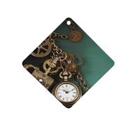 Steampunk Watches Keys And Chains Car Air Freshener Hanging, Long Lasting Scented Car Aromatherapy Tablets, Rhombus Fragrance Scented Cards for Vehicles, Bedroom, Wardrobe Gray-style