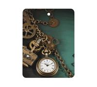 Steampunk Watches Keys And Chains Car Air Freshener Hanging, Long Lasting Scented Car Aromatherapy Tablets, Square Fragrance Scented Cards for Vehicles, Bedroom, Wardrobe Black-style