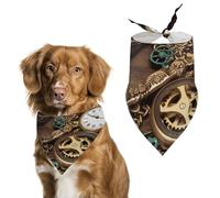 Steampunk Watches Keys and Chains Dog Bandanas for Feeding Grooming, Triangle Pet Bibs for Cats & Dogs Washable Fashion Pets Scarf for Party Travel 27.6 X 11.8 Inch
