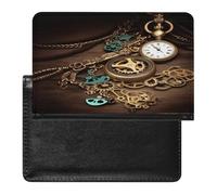 Steampunk Watches Keys And Chains Passport Holder Cover Passport Cover Protector Essentials with Credit Card Slots Slim Travel Wallet Covers Documents Organizer Protector for Man&Women