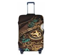 Steampunk Watches Keys And Chains Travel Luggage Cover Suitcase Protector Washable Elastic Suitcase Cover Anti-Scratch Luggage Protector Travel Suitcase Baggage Cover Fits 18-32 Inch Suitcase, Black