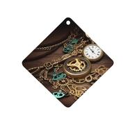 Steampunk Watches Keys Car Air Freshener Hanging, Long Lasting Scented Car Aromatherapy Tablets, Rhombus Fragrance Scented Cards for Vehicles, Bedroom, Wardrobe Black-style