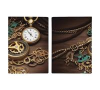 Steampunk Watches Keys Passport Holder with Card And Ticket Slot, PU Leather Passport Case Easy Access, Travel Essentials Document Organizer Waterproof Travel Wallet for Men Women