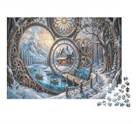 Steampunk Winter Jigsaw Puzzle for Game 1000 Pieces Gearwork Portals Advanced Puzzlers Challenging Puzzle Lovers Anxiety Relief Gift Idea 70x50cm/1000pcs