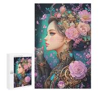 Steampunk Woman with Cat-2 Puzzle 1000 Teile Schwer Puzzle Spielzeug Lernspiel Impossible Herausforderungsspielzeug Für Erwachsene Kinder 1000 PCS