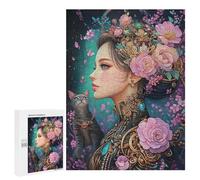 Steampunk Woman with Cat-2 Puzzle 1000 Teile Schwer Puzzle Spielzeug Lernspiel Impossible Herausforderungsspielzeug Für Erwachsene Kinder 500 PCS
