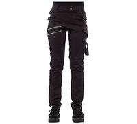 Steampunk Women's Solid Colour Trousers - Gothic Clothing - Victorian High Waist Trousers with Side Zip - Casual Vintage for Halloween Court, Renaissance, Carnival, Medieval, Black, L