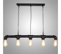 Steampunk Wrought Iron Chandelier Water Pipe Pendant Lamp Metal Industrial Wind E27 Ceiling Light American Country Vintage Lighting Fixture(Black)