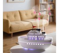 Steamship Essential Oil Aromatherapy Diffuser, Colorful Night Light Cruise Humidifier, Whisper-Quiet Ship Cool Dual Mist Modes Humidifier(White)