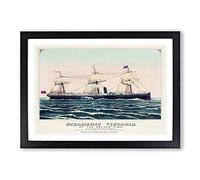 Steamship Victoria of The Anchor Line Framed Print | A2 Black Framed Wall Art | Ready to Hang | Modern Nature Picture | Living Room Bedroom Lounge Office