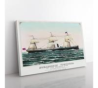 Steamship Victoria Of The Anchor Line Vintage Canvas Wall Art Print Ready to Hang, Framed Picture for Living Room Bedroom Home Office Décor, 50x35 cm (20x14 Inch)