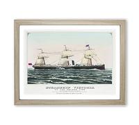 Steamship Victoria Of The Anchor Line Vintage Framed Wall Art Print, Ready to Hang Picture for Living Room Bedroom Home Office Décor, Oak A2 (64 x 46 cm)