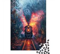 Steamtrain on The Rails 1000 Piece Jigsaw Puzzle, 52x38cm/1000pcs, for Adults, Quiet Home Activity, Weekend Downtime And Year-Round Leisure