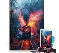 Steamtrain on The Rails 1000 Piece Jigsaw Puzzles for Adults Jigsaw Logic Toy Indoor Play Precision Cut Cherished Gift 50x75cm