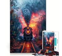 Steamtrain on The Rails Jigsaw Puzzle for Teenagers 1000 Pieces Mental Logic Toy Stress Release Firm Cut Santa Wish Gift 38x26cm