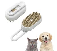 Steamy Brush Pro, 3 In 1 Steamy Pet Brush, 360° Swivel Handle, Pet Spray Massage Comb for Cats and Dogs, One-Click Spray Anti-Flying Comb, Bath Brush (White)