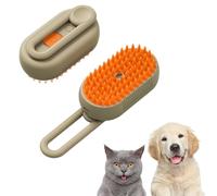 Steamy Brush Pro, 3 In 1 Steamy Pet Brush, 360° Swivel Handle, Pet Spray Massage Comb for Cats and Dogs, One-Click Spray Anti-Flying Comb, Bath Brush (Brown)