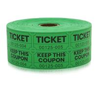 steauty 2000 Raffle Tickets, Green Tickets for Events, Single Roll, Raffle Tickets Roll, Entry, Class Reward, Fundraiser & Prizes