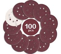 STEBRUAM 100PCS 125mm Sanding Discs 120 Grit, 5 Inch 8 Hole Hook and Loop Sanding Pads for Random Orbital Sander