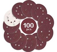 STEBRUAM 100PCS 125mm Sanding Discs 180 Grit, 5 Inch 8 Hole Hook and Loop Sanding Pads for Random Orbital Sander