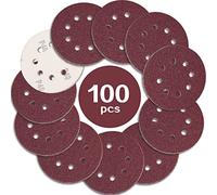 STEBRUAM 100PCS 125mm Sanding Discs 40 Grit, 5 Inch 8 Hole Hook and Loop Sanding Pads for Random Orbital Sander