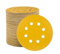STEBRUAM 100pcs 125mm sanding discs, Sanding Discs Pads for Random Orbital Sander pads and All Oscillating Tools, yellow sanding discs 125mm Hook and Loop 220 Grit 8 Hole 5 Inch Round