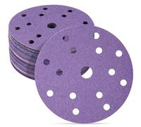 STEBRUAM 150mm Sanding Discs 15 Holes Hook and Loop Sanding Disc,60/80/120/180/400/600 Mixed Grits,6 Inch Sanding Pads for Random Orbital Sander 30Pcs
