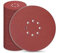 STEBRUAM 225mm Sanding Discs 50 Count, 9 Inch 8-Hole Hook and Loop Orbital Drywall Sander Sanding Pads Mixed Grit 40 60 80 120 240