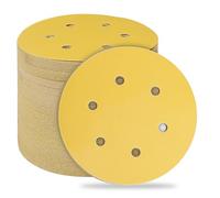 STEBRUAM 50pcs 150mm Sanding Discs Pads for Random Orbital Sander and All Oscillating Tools,Yellow sanding discs Hook and Loop 800 Grit 6 Hole 6 Inch Round