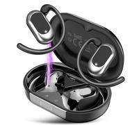 STECEi Open Ear Headphones, Bluetooth 5.4 Wireless Earbuds with Adjustable Ear Hooks, Powerful Sound, Air Conduction Earbuds with Mic, 36H playtime, IPX7 Waterproof Sports Earphones, Deep Black