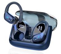 STECEi Wireless Earbuds, 75H Bluetooth 5.4 Headphones Sport with 4 ENC Noise Cancelling Mic, HiFi Stereo Wireless Earphones with Earhooks, IP7 Waterproof Ear Buds for Sport/Running/Gym, Blue