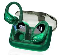 STECEi Wireless Earbuds, 75H Bluetooth 5.4 Headphones Sport with 4 ENC Noise Cancelling Mic, HiFi Stereo Wireless Earphones with Earhooks, IP7 Waterproof Ear Buds for Sport/Running/Gym, Dark Green