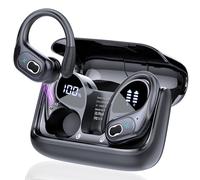 STECEi Wireless Earbuds, 75H Bluetooth 5.4 Headphones Sport with 4 ENC Noise Cancelling Mic, HiFi Stereo Wireless Earphones with Earhooks, IP7 Waterproof Ear Buds for Sport/Running/Gym, Black