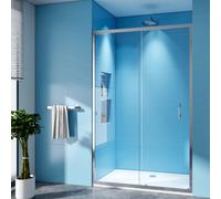 Stech Homes 1400X900mm Sliding Shower Door Enclosure With Stone Resin Shower Tray Toughened Safety Glass Screen
