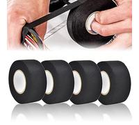 STECRARG 4 Roll Wiring Harness Tape, 32mm Wiring Loom Tapes Black Fabric Cloth Tapes Heat-resistant Insulating Tape Electrical Cloth Tape Anti Rattle Tape for Automotive