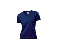 Stedman Women's Classic-T V-Neck ST2700 T-Shirt – Navy Blue, Regular Fit Short Sleeve Size 10 (Small)