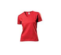 Stedman Apparel Women's Classic-T V-Neck/ST2700 Regular Fit Short Sleeve T-Shirt, Scarlet Red, Size 10 (Manufacturer Size:Small)