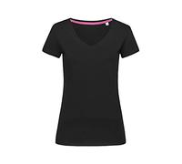 Stedman Apparel Women's Megan (V-Neck)/ST9130 Premium T-Shirt, Black Opal, Size 12 (Size:Medium)
