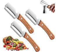 Stedwell Peeler, Multi-Functional Vegetable Peeler for Kitchen, 2-in-1 Stainless Steel Peeler with Wooden Handle & Bottle Opener for Fruit, Potato, Pumpkin, Papaya, Carrot, Zucchini and More (3 Pcs)