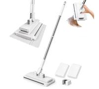 Stedwell Yaycart Mop, Hands-Free Clip Mop with 360° Swivel Clamp Head，135cm | Slim Clamp Mop with Squeegee Edge, 95/110/135cm Handle, 2 Absorbent Cloths
