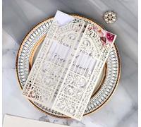 Steedna 20 Pack laser Cut Marriage Gate Wedding Invitations Kits 5 × 7 Inch Invitaciones Pockets with Envelopes Inner Sheets (Ivory)