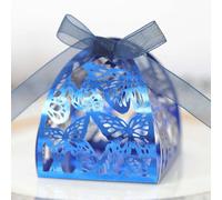 Steedna 50 Pack Double-Sided Reflection Wedding Party Favors Laser Cut Hollow Out Butterfly Pattern Party Favor Boxes Ideal for Weddings, Birthdays & Anniversaries (DS Ref Blue)