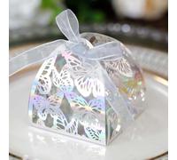 Steedna 50 Pack Double-Sided Reflection Wedding Party Favors Laser Cut Hollow Out Butterfly Pattern Party Favor Boxes Ideal for Weddings, Birthdays & Anniversaries (DS Ref Illusion)