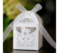 Steedna 50 Pack Laser Cut Angel Wings Sweet Candy Box Hollow Wedding Party Favors Chocolate Box Ideal for Weddings, Birthdays & Anniversaries (White)