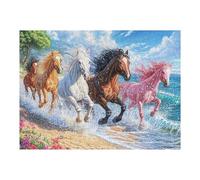Steeds Galloping on Flower Shore 500 Piece Jigsaw Puzzle for Adults Sick Day Activity Gentle Distraction No Dust Pieces Great Gift for Get Well Soon 500 PCS