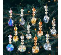 STEEIRO 12PCS 22mm Christmas Tree Crystal Ball Ornaments, Rainbow Christmas Prism Crystal Glass Balls Xmas Baubles for Xmas Tree Hanging Decorations Suncatcher Wedding Party