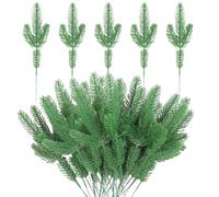 STEEIRO 60pcs Artificial Pine Branches Green Leaves Needle Garland Christmas Pine Needles Faux PinePicks Xmas Plastic Real Touch Branches Fake Greenery for DIY Crafts Wreath Christmas Home Decor
